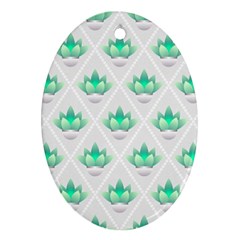 Plant Pattern Green Leaf Flora Oval Ornament (Two Sides)