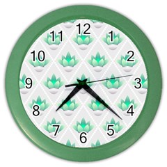 Plant Pattern Green Leaf Flora Color Wall Clock