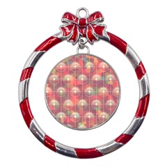 Colorful Background Abstract Metal Red Ribbon Round Ornament