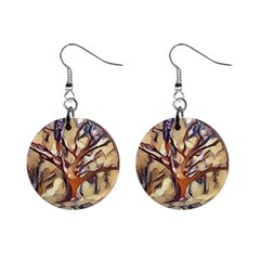 Tree Forest Woods Nature Landscape Mini Button Earrings