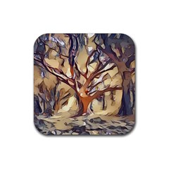 Tree Forest Woods Nature Landscape Rubber Coaster (Square)