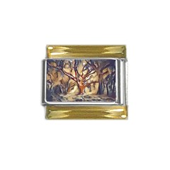 Tree Forest Woods Nature Landscape Gold Trim Italian Charm (9mm)