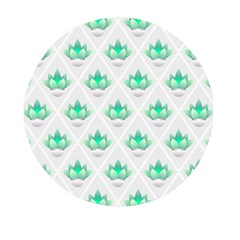 Plant Pattern Green Leaf Flora Mini Round Pill Box