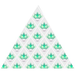 Plant Pattern Green Leaf Flora Wooden Puzzle Triangle