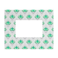 Plant Pattern Green Leaf Flora White Tabletop Photo Frame 4 x6 