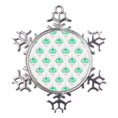 Plant Pattern Green Leaf Flora Metal Large Snowflake Ornament