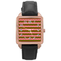 Christmas Paper Scrapbooking Pattern Rose Gold Leather Watch 