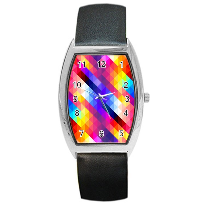 Abstract Background Colorful Pattern Barrel Style Metal Watch