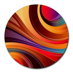 Abstract Colorful Background Wavy Round Mousepad