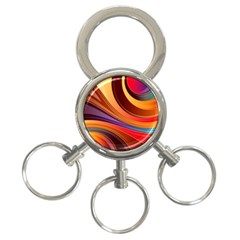 Abstract Colorful Background Wavy 3-Ring Key Chain