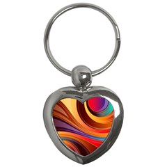 Abstract Colorful Background Wavy Key Chain (Heart)