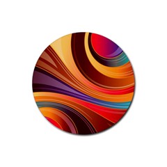 Abstract Colorful Background Wavy Rubber Round Coaster (4 pack)