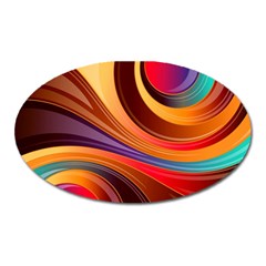 Abstract Colorful Background Wavy Oval Magnet