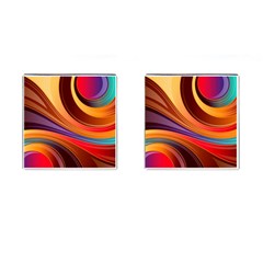 Abstract Colorful Background Wavy Cufflinks (Square)