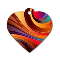 Abstract Colorful Background Wavy Dog Tag Heart (two Sides)