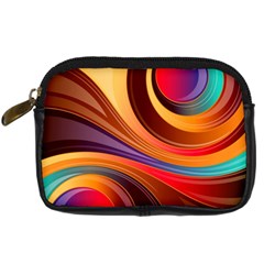 Abstract Colorful Background Wavy Digital Camera Leather Case