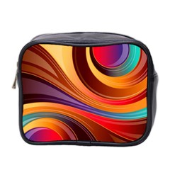 Abstract Colorful Background Wavy Mini Toiletries Bag (two Sides)