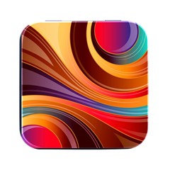 Abstract Colorful Background Wavy Square Metal Box (Black)