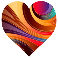 Abstract Colorful Background Wavy Wooden Puzzle Heart