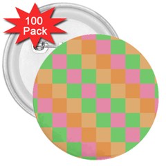 Checkerboard Pastel Squares 3  Buttons (100 Pack)  by Grandong