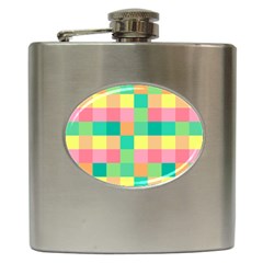 Checkerboard Pastel Square Hip Flask (6 Oz) by Grandong