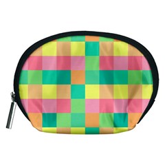 Checkerboard Pastel Square Accessory Pouch (medium) by Grandong
