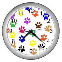 Pawprints Paw Prints Paw Animal Wall Clock (silver) by Apen