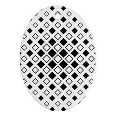 Square Diagonal Pattern Monochrome Ornament (oval)