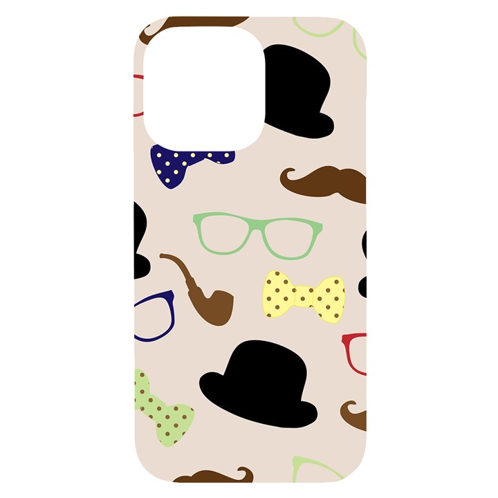 Moustache Hat Bowler Bowler Hat iPhone 14 Pro Max Black UV Print Case