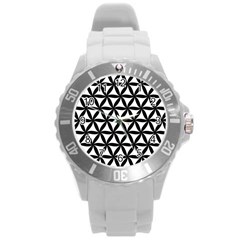 Pattern Floral Repeating Round Plastic Sport Watch (l) by Apen