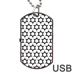 Pattern Star Repeating Black White Dog Tag Usb Flash (two Sides) by Apen