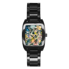 Art Graffiti Abstract Vintage Lines Stainless Steel Barrel Watch by Amaryn4rt