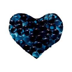 Blue Abstract Balls Spheres Standard 16  Premium Flano Heart Shape Cushions by Amaryn4rt