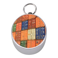 Blue White Orange And Brown Container Van Mini Silver Compasses