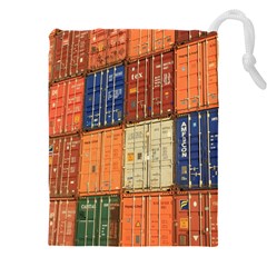 Blue White Orange And Brown Container Van Drawstring Pouch (4xl) by Amaryn4rt