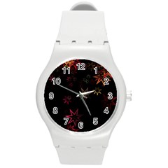 Christmas Background Motif Star Round Plastic Sport Watch (m) by Amaryn4rt