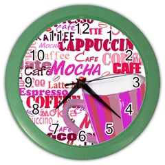Coffee Cup Lettering Coffee Cup Color Wall Clock by Amaryn4rt