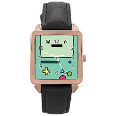 Adventure Time Beemo Bmo Illustration Cartoons Rose Gold Leather Watch 