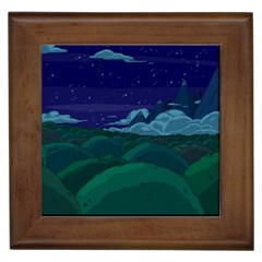 Adventure Time Cartoon Night Green Color Sky Nature Framed Tile