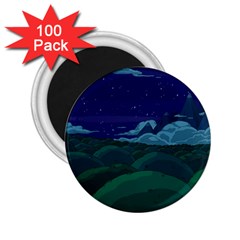 Adventure Time Cartoon Night Green Color Sky Nature 2.25  Magnets (100 pack) 