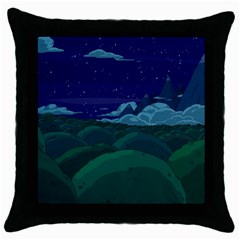 Adventure Time Cartoon Night Green Color Sky Nature Throw Pillow Case (Black)