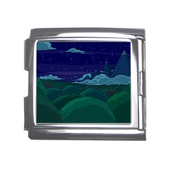 Adventure Time Cartoon Night Green Color Sky Nature Mega Link Italian Charm (18mm)