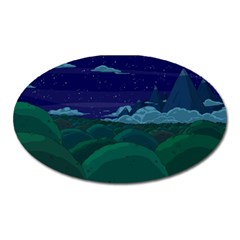 Adventure Time Cartoon Night Green Color Sky Nature Oval Magnet