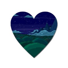 Adventure Time Cartoon Night Green Color Sky Nature Heart Magnet