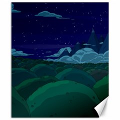 Adventure Time Cartoon Night Green Color Sky Nature Canvas 8  x 10 