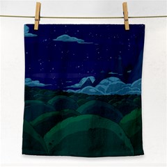 Adventure Time Cartoon Night Green Color Sky Nature Face Towel