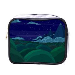 Adventure Time Cartoon Night Green Color Sky Nature Mini Toiletries Bag (One Side)