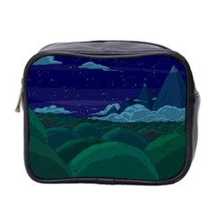 Adventure Time Cartoon Night Green Color Sky Nature Mini Toiletries Bag (two Sides)