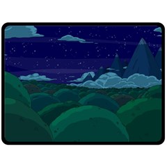 Adventure Time Cartoon Night Green Color Sky Nature Two Sides Fleece Blanket (Large)