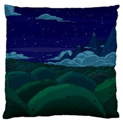 Adventure Time Cartoon Night Green Color Sky Nature Standard Premium Plush Fleece Cushion Case (One Side)